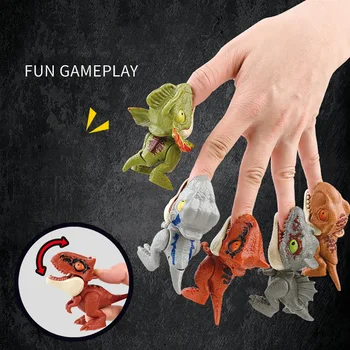היורה אצבע כסיסת דינוזאור מיני דמויות מצוירות מודל יד לנשוך צעצועי הדינוזאורים שולחן העבודה קישוטי מתנת חג המולד לילדים
