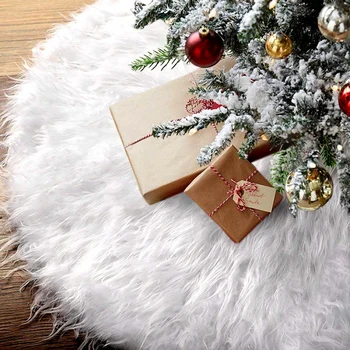 לבן, עץ חג המולד חצאית קטיפה הפרווה המזויפת 2023 עץ חג המולד שטיח קישוט קישוט השנה החדשה Navidad עיצוב הבית 78/90/120/150 ס 