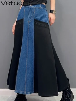 Vefadisa2023 קיץ חדש מקרית אומן עם חצאית ג ' ינס פנל בד אופנה של נשים ללבוש אישית אופנתי ילדה חצאית ZY1912